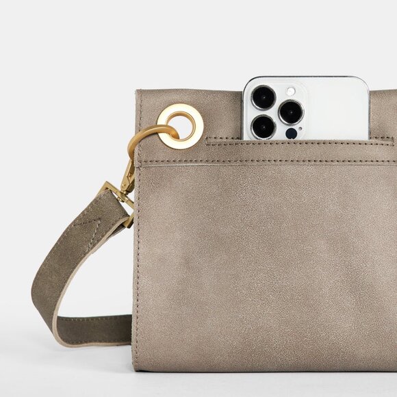 Hammitt Small Leather Crossbody Bag Tony Sml Pew/Brushed Gold - Picture 4 of 7